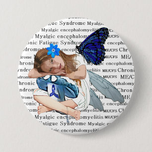 ME/CFS Angel Fairy Girl Awareness Ribbon Pinback Button