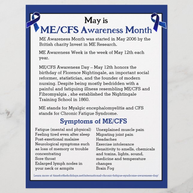 ME/CFS Awareness Month, Day and Week  Flyer (Front)