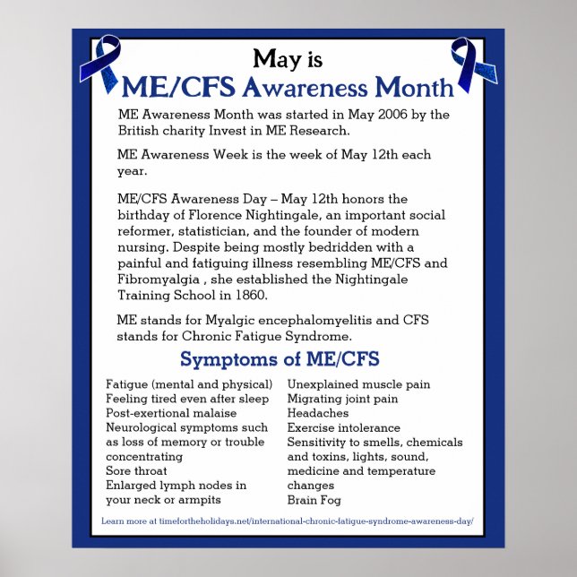 ME/CFS Awareness Month, Day and Week  Poster (Front)