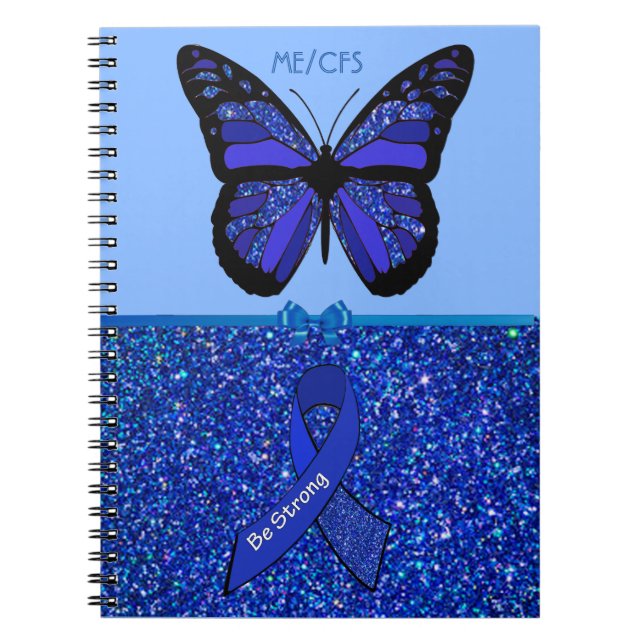 ME/CFS  Blue Awareness Ribbon and Butterfly Notebook (Front)