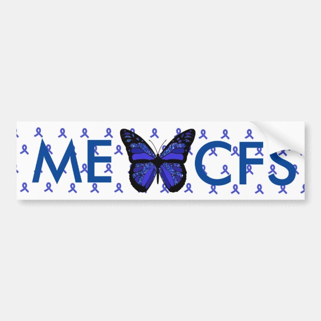 ME/CFS Blue Awareness Ribbon Bumper Sticker (Front)