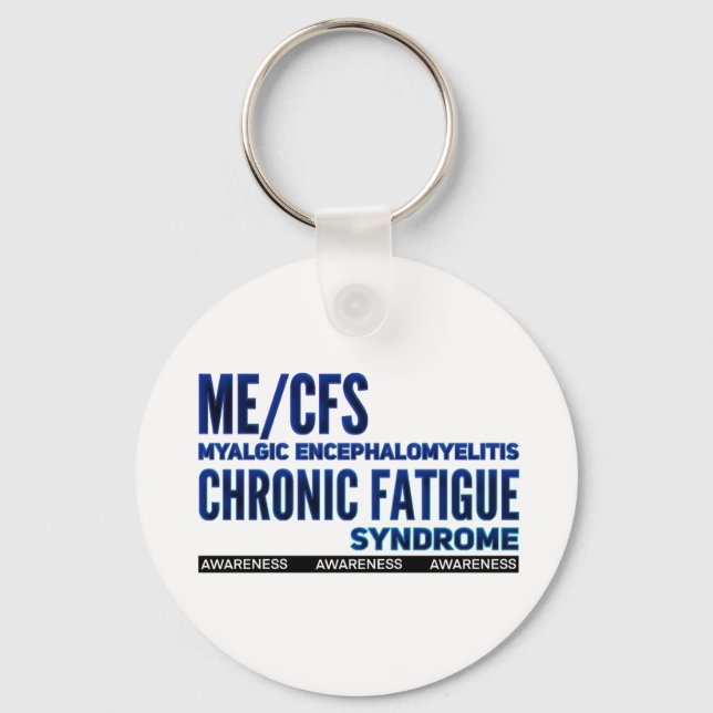 ME/CFS Chronic Fatigue Awareness Blues Keychain (Front)
