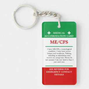 ME/CFS Medical Alert ICE Chronic Fatigue Syndrome Keychain
