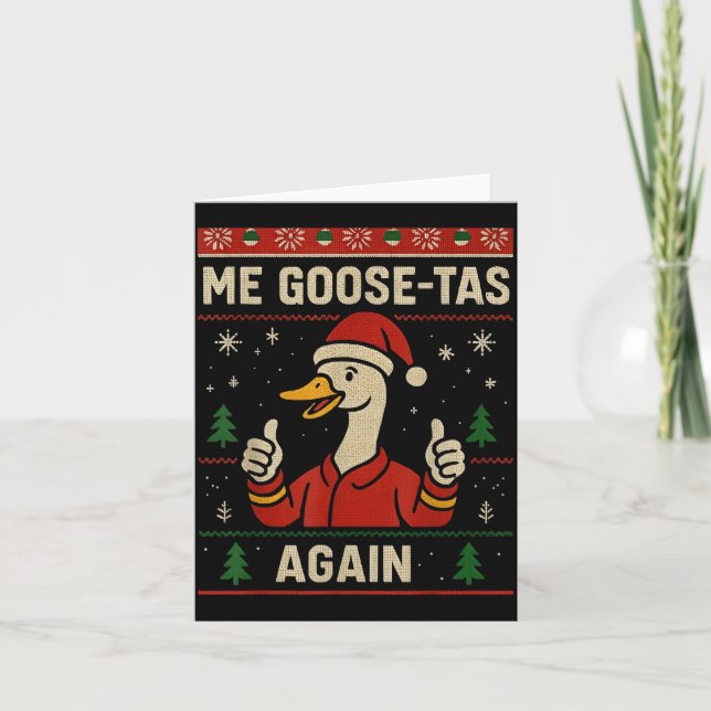 Me Goose Ta Funny Pun Pajamas Ugly Santa Mexican S Card (Front)