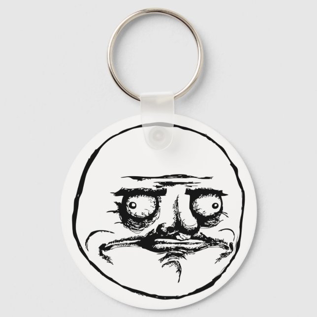 me gusta face rage face meme humor lol rofl keychain (Front)