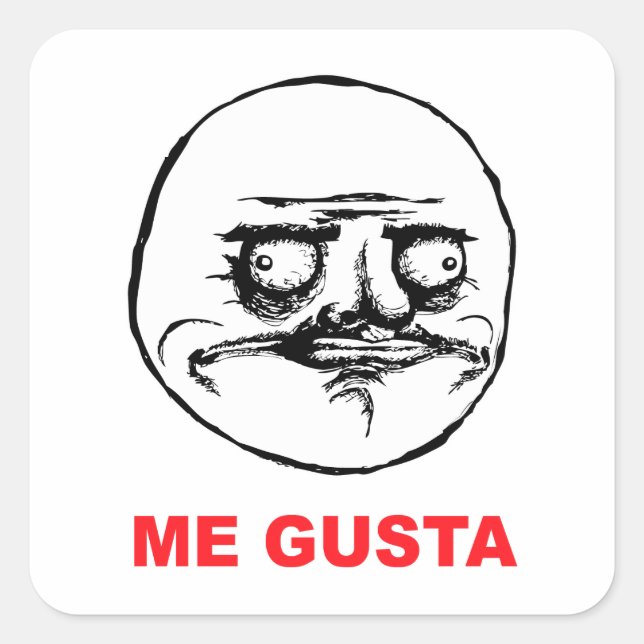 me gusta face rage face meme humor lol rofl square sticker (Front)