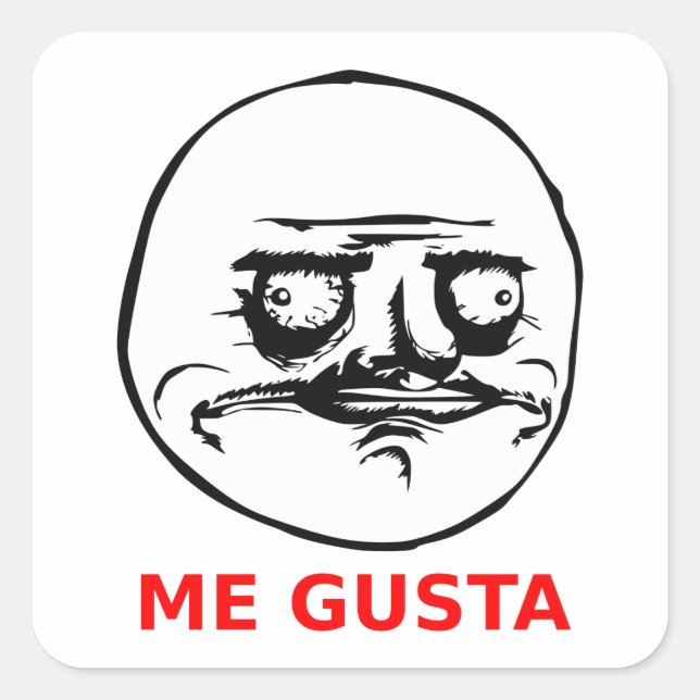 Me Gusta Face with Text Square Sticker (Front)