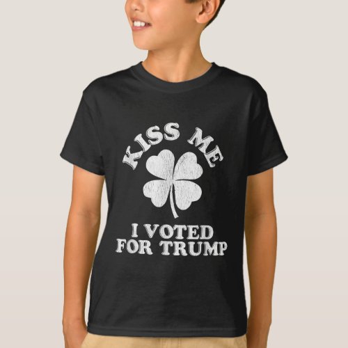Me I Voted For Trump Patricks Day Shamrock Clover  T_Shirt