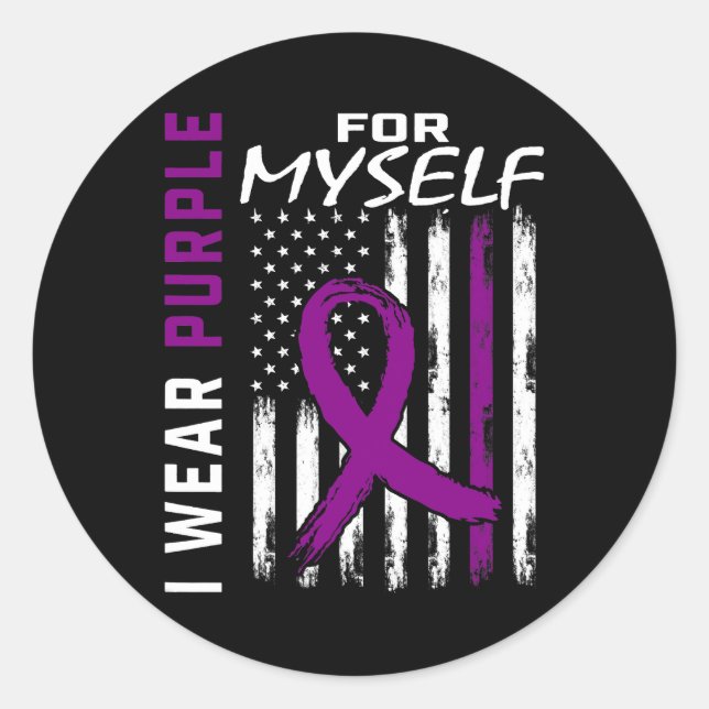 Me I Wear Purple For Myself Pancreatic Cancer Awar Classic Round Sticker (Front)