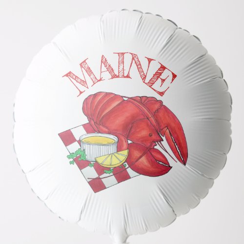 ME Maine Lobster Shack Seafood Dinner Red Gingham Balloon