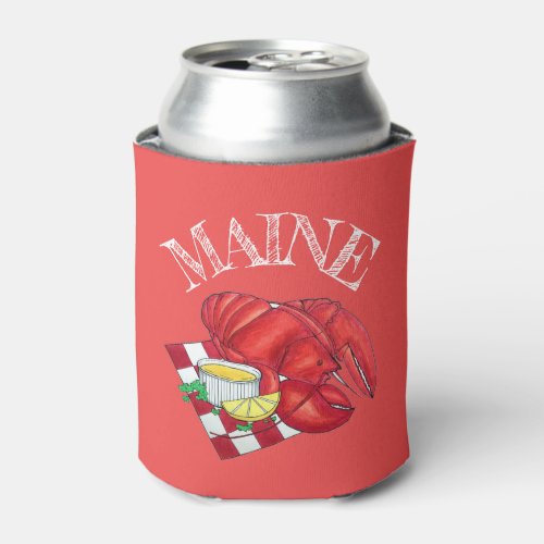 ME Maine Lobster Shack Seafood Dinner Red Gingham Can Cooler