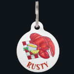 ME Maine Lobster Shack Seafood Dinner Red Gingham Pet ID Tag<br><div class="desc">Pet tag features an original marker illustration of a delicious Maine lobster dinner.

This design is also available on other products. Don't see what you're looking for? Need help with customization? Contact Rebecca to have something designed just for you.</div>