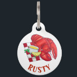 ME Maine Lobster Shack Seafood Dinner Red Gingham Pet ID Tag<br><div class="desc">Pet tag features an original marker illustration of a delicious Maine lobster dinner.

This design is also available on other products. Don't see what you're looking for? Need help with customization? Contact Rebecca to have something designed just for you.</div>