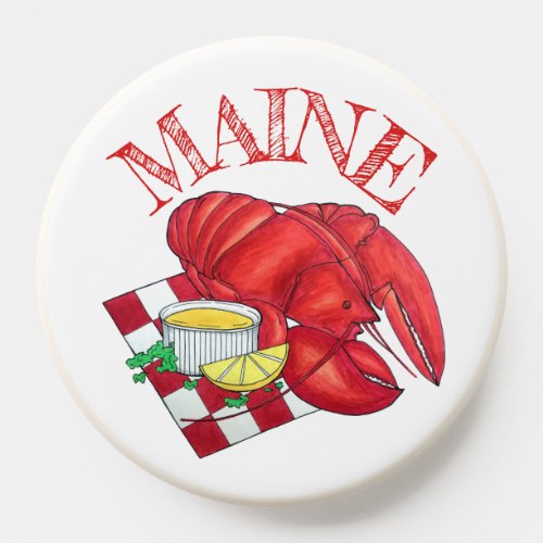 ME Maine Lobster Shack Seafood Dinner Red Gingham PopSocket