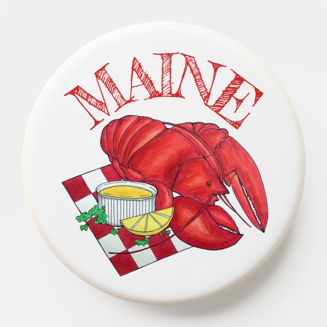 ME Maine Lobster Shack Seafood Dinner Red Gingham PopSocket (Popsocket)