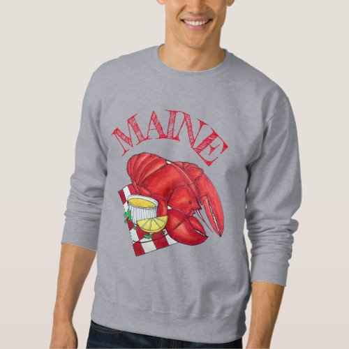 ME Maine Lobster Shack Seafood Dinner Red Gingham Sweatshirt
