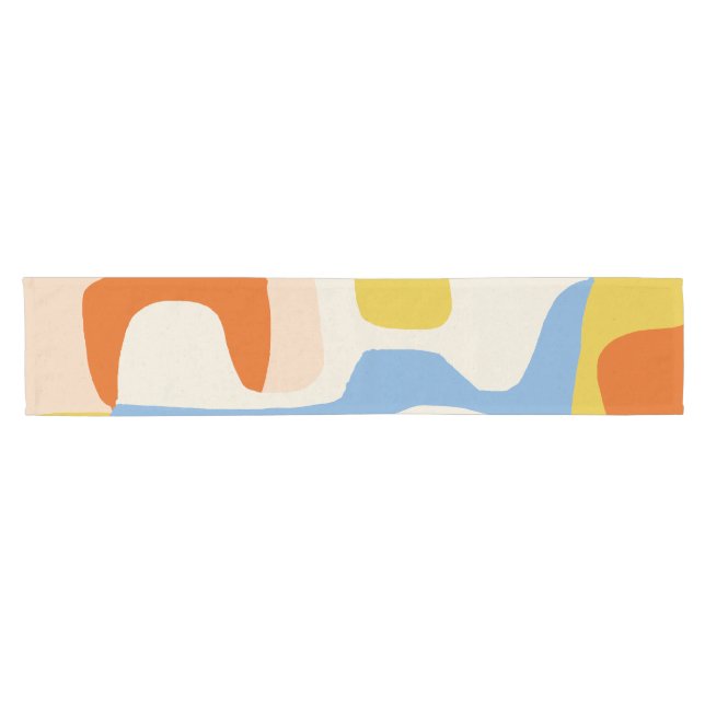 Me & Mine, Abstract Bohemian Pastel Shapes Short Table Runner (Horizontal)