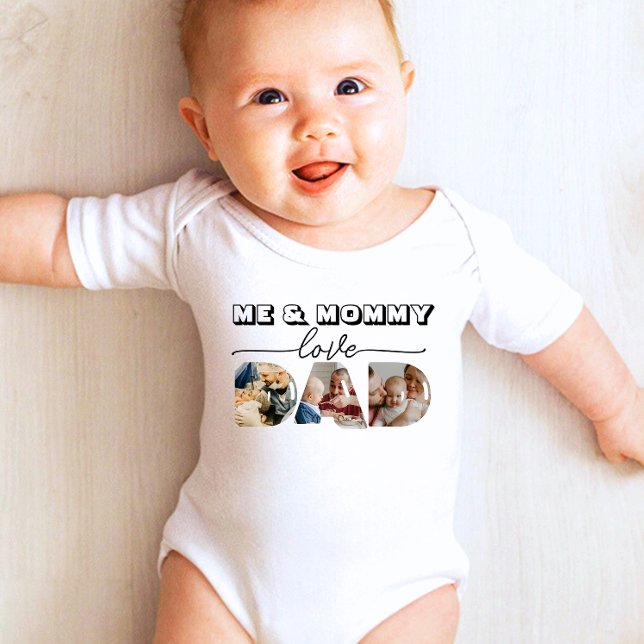 Me & mommy love dad 3 Photos Collage  Baby Bodysuit (Creator Uploaded)