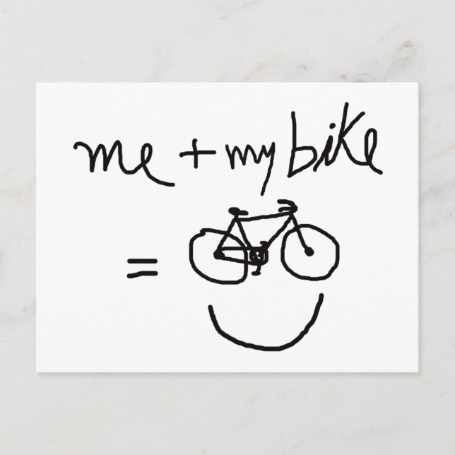 me & my bike = happiness postcard (Front)
