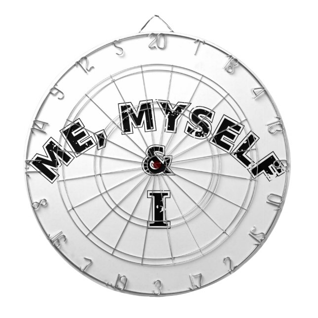 Me Myself And I Typography Dartboard With Darts (Front)