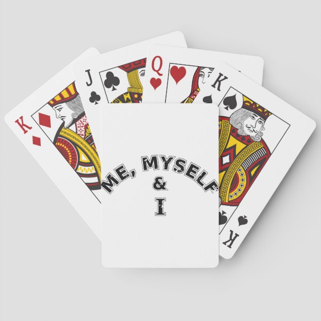 Me Myself And I Typography Poker Cards (Back)