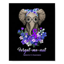 Me Not Elephant Flowers Alzheimerheimer Brain Awar Poster