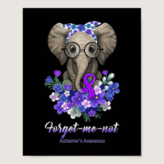 Me Not Elephant Flowers Alzheimerheimer Brain Awar Poster