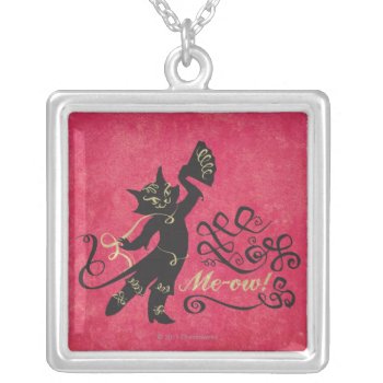 Me-ow! Silver Plated Necklace by pussinboots at Zazzle