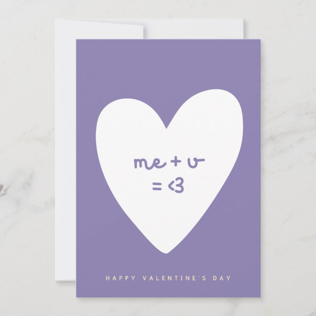 me plus you equals love valentine's day card (Front)
