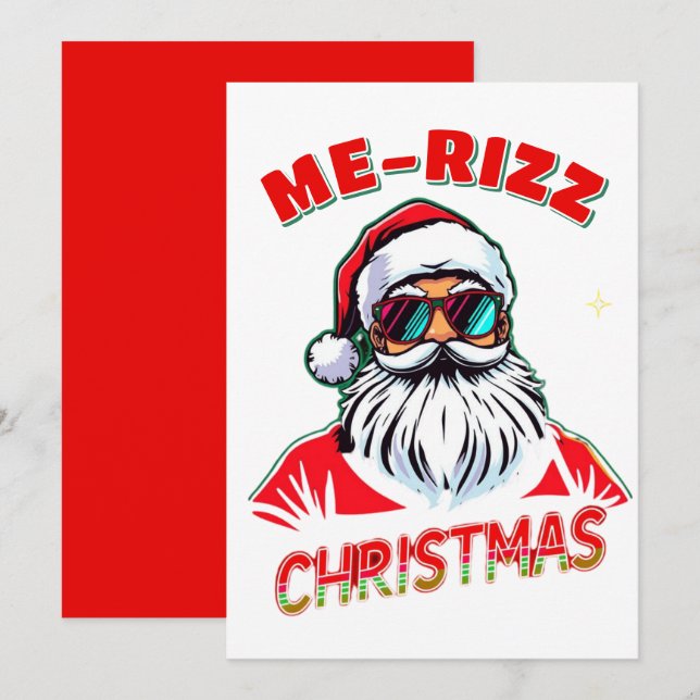  Me-Rizz Christmas gen Alpha meme funny Holiday Card (Front/Back)
