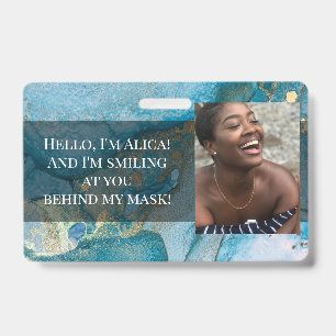 Me Smiling at You Behind this Mask! Aqua & Gold Badge