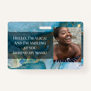 Me Smiling at You Behind this Mask! Aqua & Gold Badge