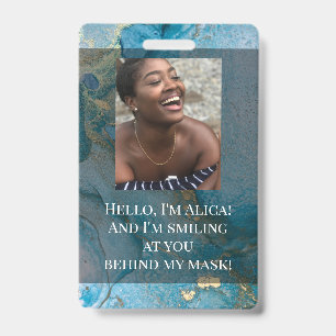 Me Smiling at You Behind this Mask! Aqua & Gold Badge
