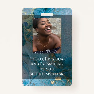 Me Smiling at You Behind this Mask! Aqua & Gold Badge