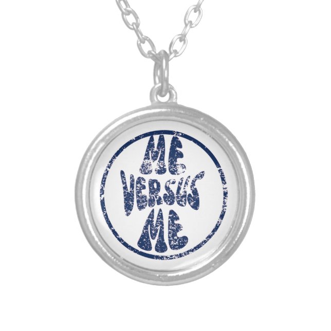 Me versus Me Gym Gift Necklace Silver Plated (Front)