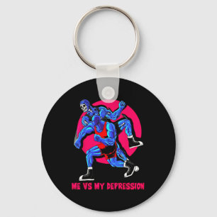 Me Vs My Depression Gym Fitness Weightlifting Body Keychain
