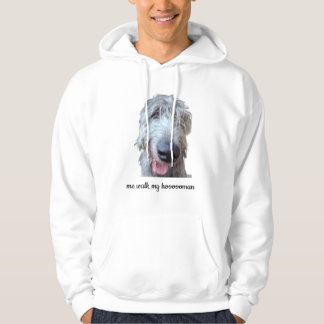 Me Walk My Hoooooman Funny Irish Wolfhound  Hoodie