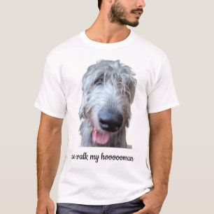 Me Walk My Hoooooman Funny Irish Wolfhound T-Shirt
