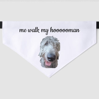 Me Walk My Hoooooman Irish Wolfhound Dog Bandana Pet Bandana Collar