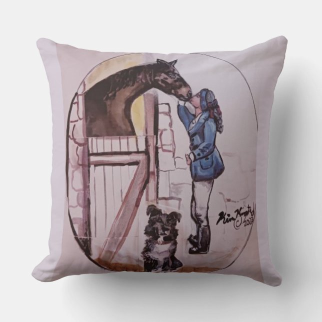 Me with baby racehorse mare Jamie Throw Pillow (Front)