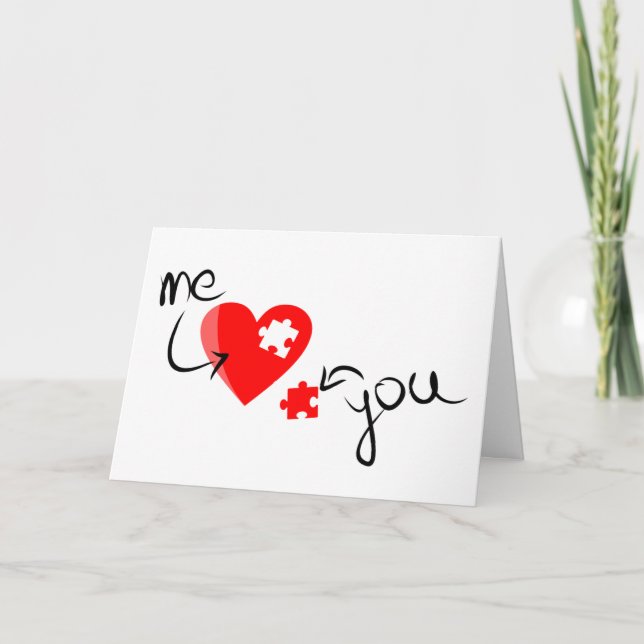 Me & You Heart Puzzle | Valentine's Day Holiday Card (Front)