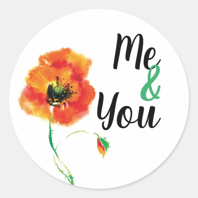 Me & You Poppy Classic Round Sticker (Front)