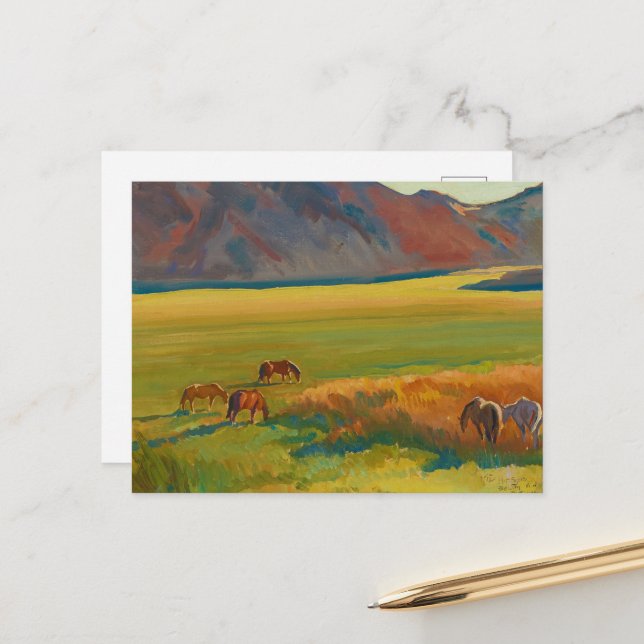 Meadow and Horses by Maynard Dixon Postcard (Front/Back In Situ)