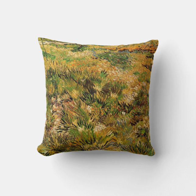 Meadow at Saint Paul Hospital by Vincent van Gogh Throw Pillow (Front)