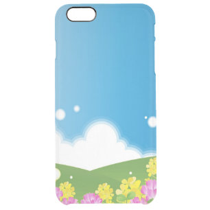 Meadow-background-flowers-clouds Clear iPhone 6 Plus Case