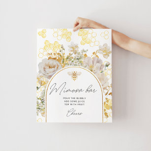 Meadow bee floral Mimosa bar Poster