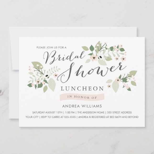 Meadow Blooms Bridal Shower Luncheon Invite (Front)