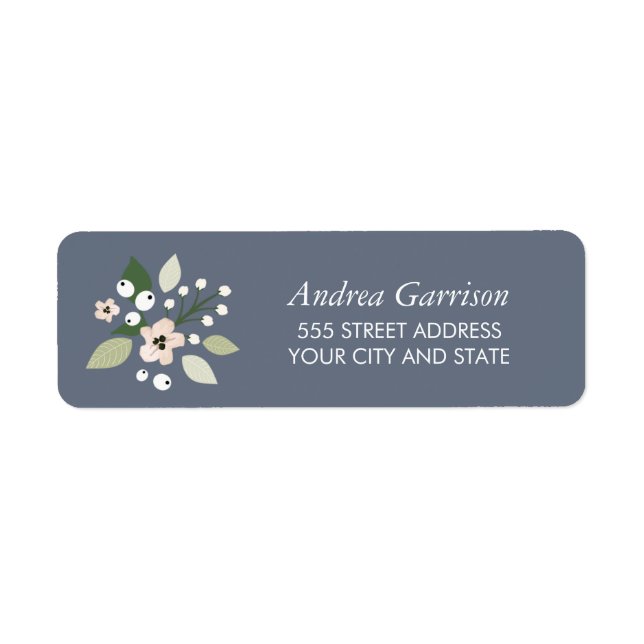 Meadow Blooms Return Address Label - navy (Front)