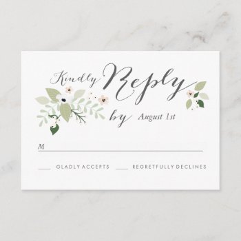 Meadow Blooms Rsvp Card- White by Whimzy_Designs at Zazzle
