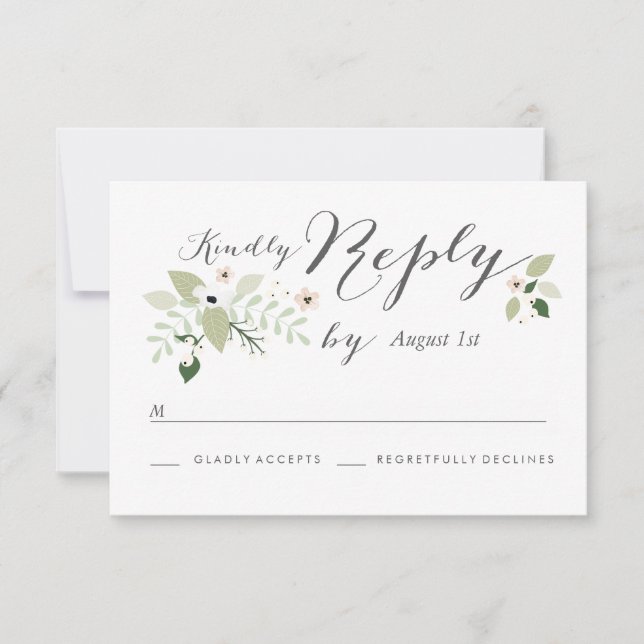 Meadow Blooms RSVP Card- white Card (Front)
